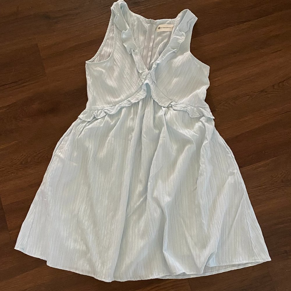 The Impeccable Pig Sleeveless Ruffled Lined Dress Blue Size S